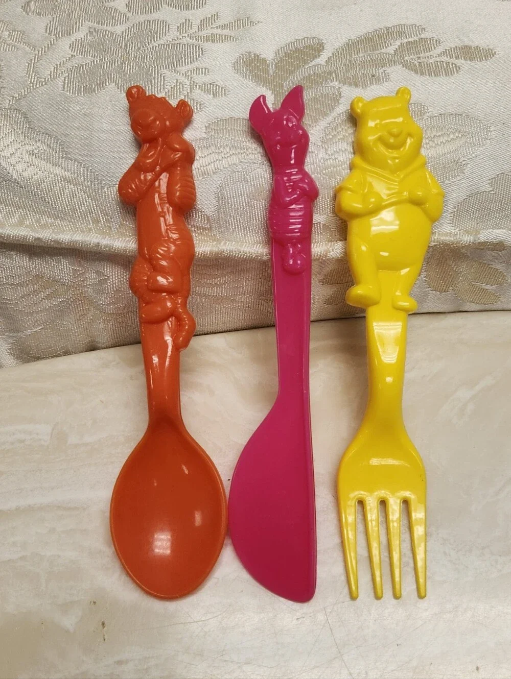Vintage‎ Winnie the Pooh Plastic Toddler Cutlery Silverware 13 Pieces